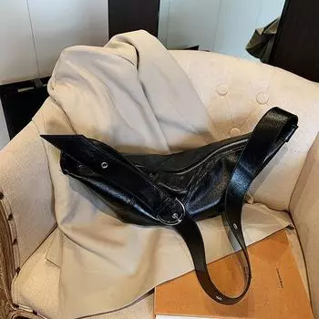 Large capacity bag new high-end lightweight dumpling bag retro lazy casual shoulder messenger bag чёрный