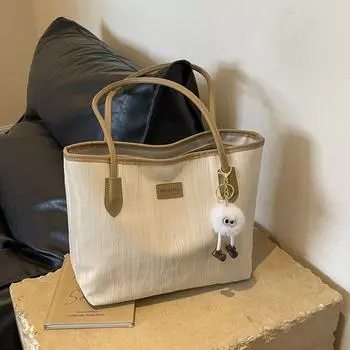 Large-capacity bag women s 2024 new trendy summer simple and versatile shoulder bag casual work commuter tote bag чёрный