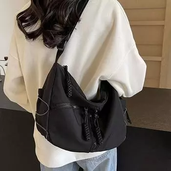 Большая вместительная сумка женская 2024 новая высококачественная текстура нишевая летняя универсальная холщовая сумка-мессенджер на одно плечо сумка-пельмень хаки