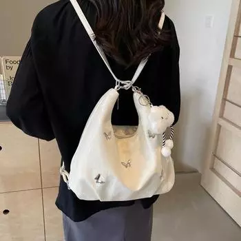 Large capacity bag women s 2024 new high-end fashion backpack versatile commuting class shoulder messenger bag чёрный