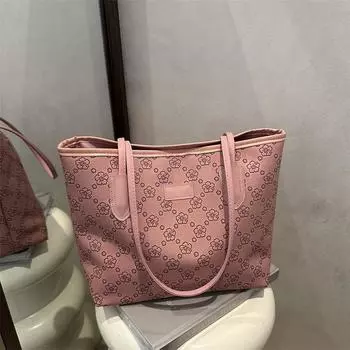 Large capacity bag women s 2025 trendy spring simple versatile shoulder bag casual work tote bag чёрный