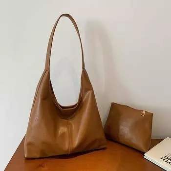 Large-capacity bag women s autumn and winter retro versatile 2024 new fashion shoulder bag women s child and mother commuter tote bag чёрный