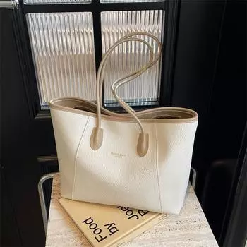 Large-capacity bag women s autumn versatile 2024 new casual simple shoulder college student class commuting tote bag чёрный