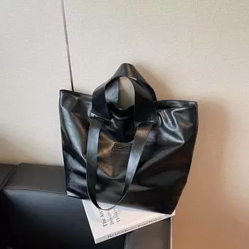 Large-capacity bag women s new fashionable and simple shoulder tote bag commuter bag student class bag tide чёрный