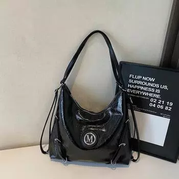 Large-capacity bag women s new fashionable multi-purpose backpack student class commuting tote bag чёрный