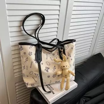 Large capacity bag women s spring and summer 2025 new versatile casual printing shoulder shopping bag work tote bag