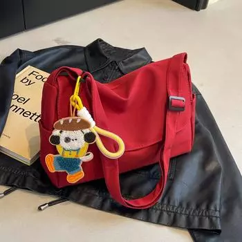 Large capacity bag women s summer 2024 new canvas shoulder messenger commuter bag casual versatile class tote bag