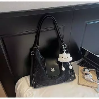 Large capacity bag women s summer new shoulder commuter tote bag multi-functional backpack чёрный