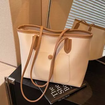 Сумка большой вместимости женская универсальная на плечо, мессенджер, с высоким чувством стиля, многоотделенческая, для поездок на работу, женская сумка-тоут хаки