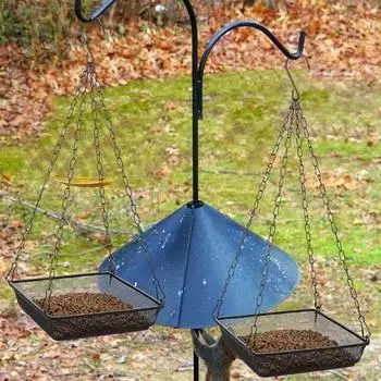 Large Capacity Bird Suspended Feeder Metal Mesh Bird Chain Tray Bird Feeding Tray Balcony чёрный