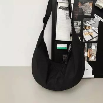 Large Capacity Black Trendy Ins Crossbody Bag Black