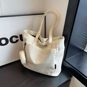 Large-capacity Buttot bag women s 2024 new Korean version trendy simple college student class bag shoulder bag