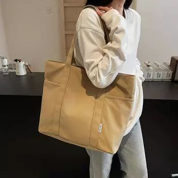 Большая вместительная холщовая сумка-тоут женская сумка через плечо синий