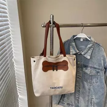 Large Capacity Canvas Bag Women 2025 New Trendy Fashion Shoulder Tote Bag Multi-Functional Backpack Class Backpack Rice gray No pendant