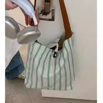 Large Capacity Canvas Bag Women s 2024 New Arrival Winter Fashion Casual Underarm Bag Work Clothing Shoulder Tote Bag Green Gingham