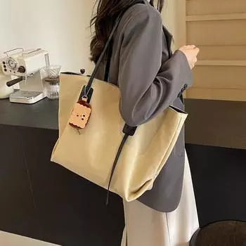 Большая вместительная холщовая сумка женская сумка через плечо сумка через плечо чёрный