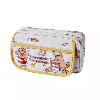 Large-capacity Capybara Pen Pouch Multi-storey Cartoon Pen Bag Desktop Organizer Pen Bag