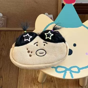 Large Capacity Cartoon Face Pencil Bag Cute Facial Expression Funny Makeup Bag Pencil Box Style 2