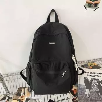 Large capacity casual style backpack men s summer new fashion canvas bag student versatile schoolbag чёрный