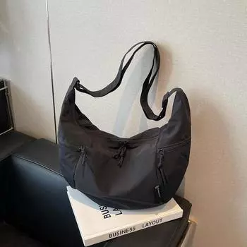 Large Capacity Casual Women s Dumpling Bag New Lightweight One Shoulder Commuter Class Student Crossbody Bag чёрный