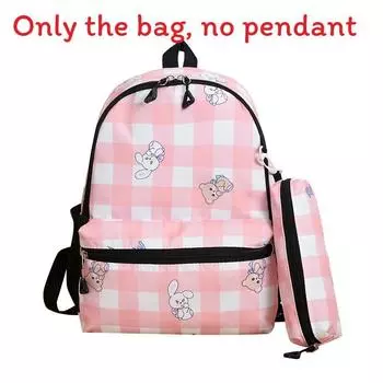 Large Capacity Childrens Checkered Backpack With Bear Print Design For Daily Use
