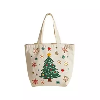 Large Capacity Christmas Canvas Gift Bag Santa Claus Merry Christmas Decor Home New Year Decor Style 1