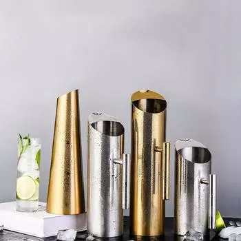 Large Capacity Cold Kettle Straight Pitcher Coffee Jug Stainless Steel Water Jug Wine 1.5L серебряный