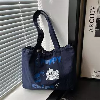 Большая вместительная сумка через плечо для поездок на работу, литературная сумка через плечо из ткани 2024 года, летняя новая модная сумка в стиле ретро большой вместимости чёрный