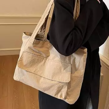 Вместительная сумка для поездок на работу, женская, легкая, дамская сумочка, сумка-тоут через плечо для студентки колледжа, простая холщовая сумка хаки