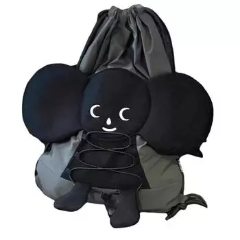 Large Capacity Doll School Bag Drawstring Black Double Shoulder Bag Trendy Cartoon Backpack Daily