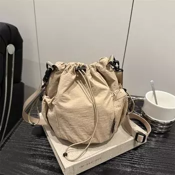 Large Capacity Drawstring Bucket Bag Shoulder Bag Simple Women Tote Bag Cell Phone Purse Pouch Versatile Reusable Crossbody Bags