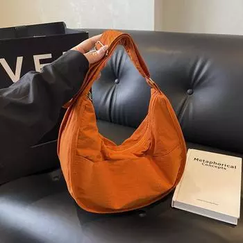 Large capacity dumpling bag female student class bag 2025 new lightweight messenger bag versatile mailman shoulder bag чёрный