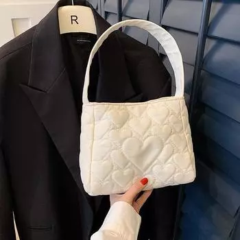 Модная повседневная сумка большой вместимости Летняя универсальная на плечо/подмышку Сумка-тоут из ткани Оксфорд Портативная сумка-тоут Тренд белый