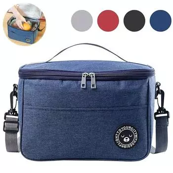 Large-capacity hand-held with shoulder strap insulated bag, lunch box bag, student thickened waterproof lunch bag