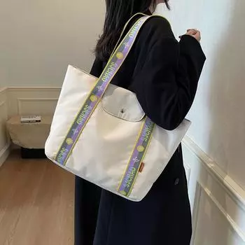 Large Capacity Handbag Women s Shoulder Bag Commuter Tote Bag синий/чёрный