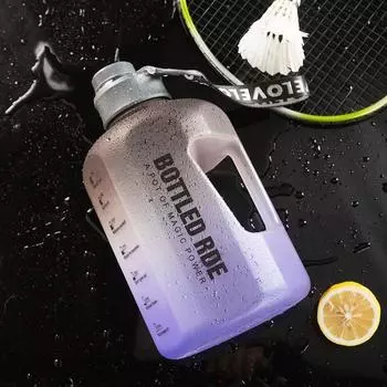 Large Capacity Handle Mug Sports Gym Drink Tumbler Travel Outdoor Cup 2.2L Water Bottle With Time Marker Portable Fitness Jugs Without Sticker