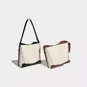 Large capacity high sense tote women 2024 autumn and winter new commuting lazy bucket shoulder messenger bag коричневый