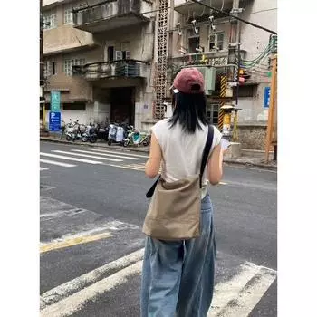 Large Capacity Idle Style Bag Women s 2025 New Arrival Light Luxury Minority Fancy Casual Easiest for Match Bucket Tote Bag Brown