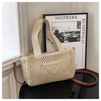 Large capacity knitted bag women s summer new casual messenger woven bag portable seaside beach bag