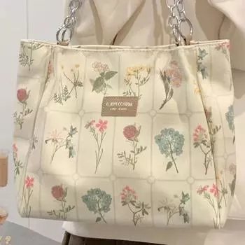 Large Capacity Large Bags Women s 2023 New Arrival Advanced Texture Canvas Bag Printed Shoulder Bag Minimalist Easy Matching Tote Bag Beige