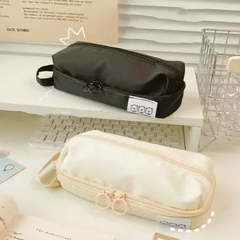 Large Capacity Large Capacity Pencil Bag Bilayer Stationery Storage Bag School Supplies белый