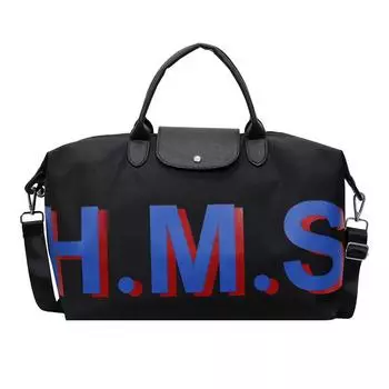 Large Capacity Letter Print Canvas Tote Bag Travel Bag Student Shoulder Bag чёрный