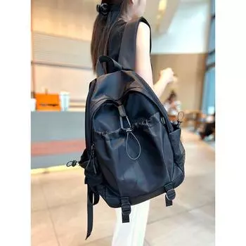 Large Capacity Lightweight Backpack Female 2025 New Arrival Casual Easiest for Match Waterproof Oxford Computer Backpack Outdoor Travel Black