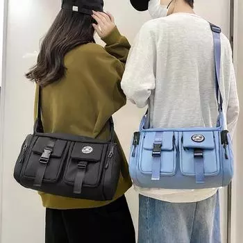 Нейлоновая сумка кроссбоди большой вместимости для женщин, несколько карманов, повседневная наплечная сумка, элегантная монохромная