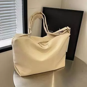 Большая вместимость нейлоновая однотонная сумка через плечо на молнии модная повседневная сумка через плечо мягкая простая популярная сумка чёрный