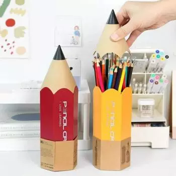 Large Capacity Pencil Holder Pencil Shape Pencil Case Learning Supplies Cartoon Pen Case Student красный