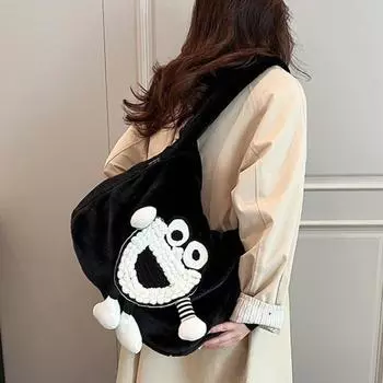 Плюшевая большая сумка большой емкости для женщин осенью и зимой, милая мультяшная сумка через плечо Instagram, модная и универсальная женская портативная плюшевая сумка