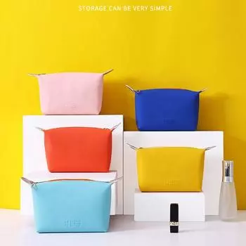 Large Capacity PU Cosmetic Bag Waterproof Travel Storage Bag Casual Toiletry Bag Women фиолетовый