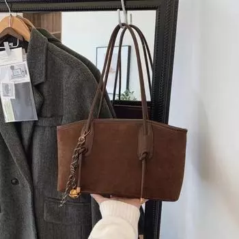 Large Capacity PU Leather Shoulder Bag Hobo Bag Tote Bag Korean Ins Simple Armpit Bag Girls Lady Coffee Frosted