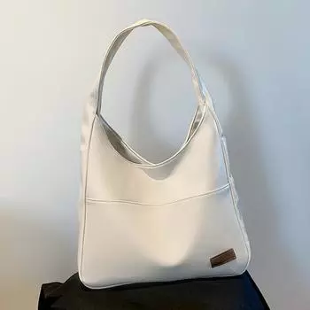 Большая вместительная ретро-сумка, женская новая фактурная сумка-тоут, студенческая сумка через плечо, простая повседневная сумка белый